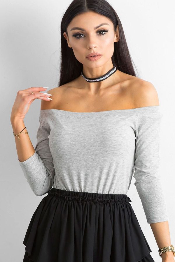 Grey Blouse in Women`s Blouses, Tunics with Cotton and Spandex