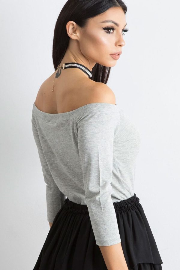 Grey Blouse in Women`s Blouses, Tunics with Cotton and Spandex