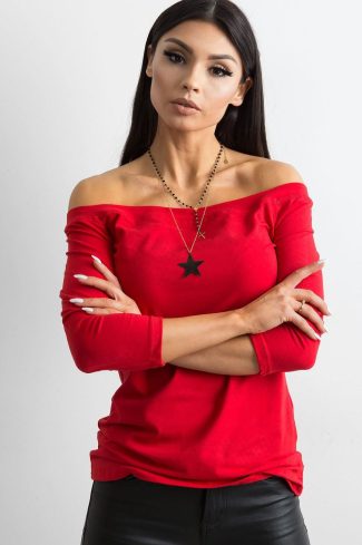 Red Blouse in Women`s Blouses, Tunics with Cotton and Spandex