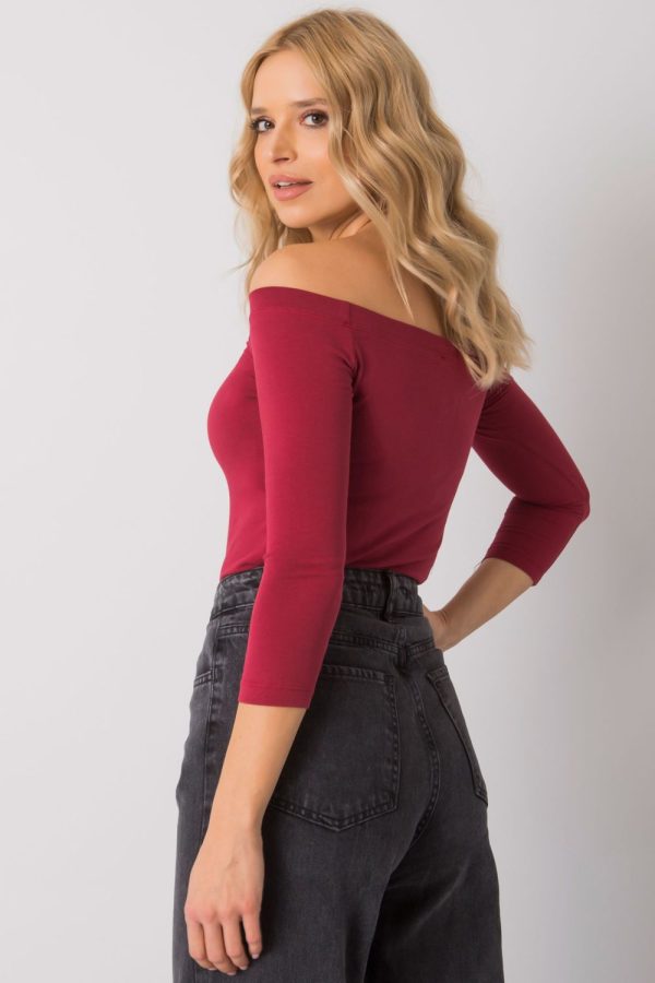 Red Blouse in Women`s Blouses, Tunics with Cotton and Spandex