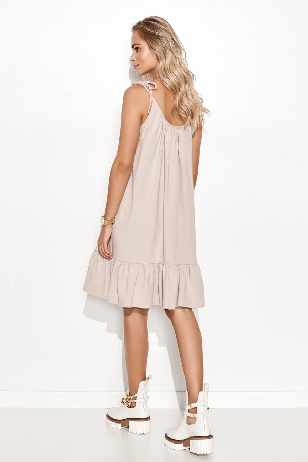 Beige Daydress in Day Dresses with Cotton and Spandex