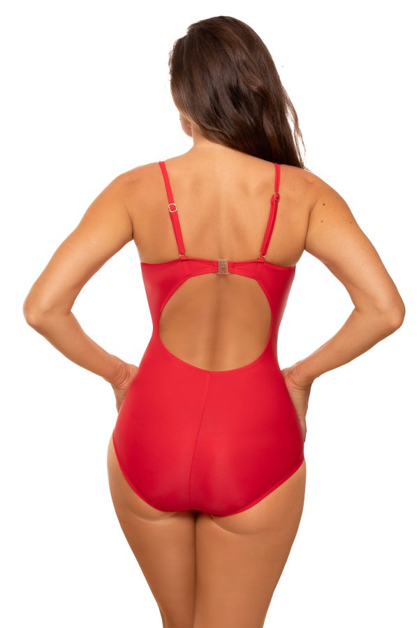 Red Swimsuit One Piece in One-Piece Swimsuits, Swimming Costumes For Women with Spandex and Polyamide