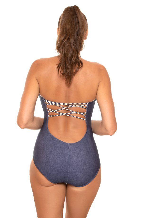 Navy Blue Swimsuit One Piece in One-Piece Swimsuits, Swimming Costumes For Women with Spandex and Polyamide