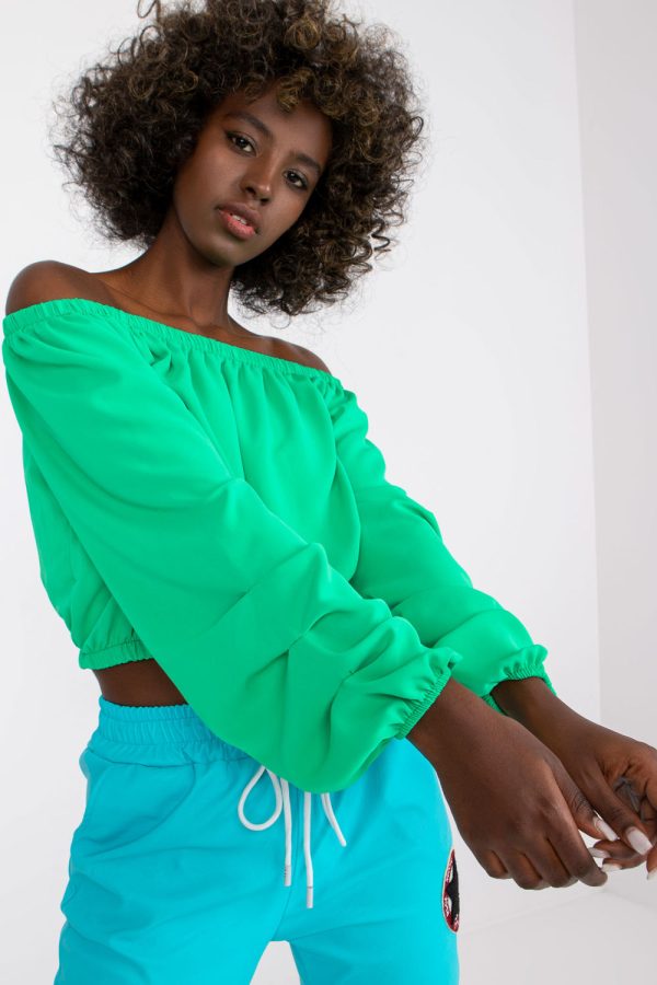 Green Blouse in Women`s Blouses, Tunics with Polyester