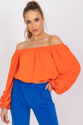 Orange Blouse in Women`s Blouses, Tunics with Polyester
