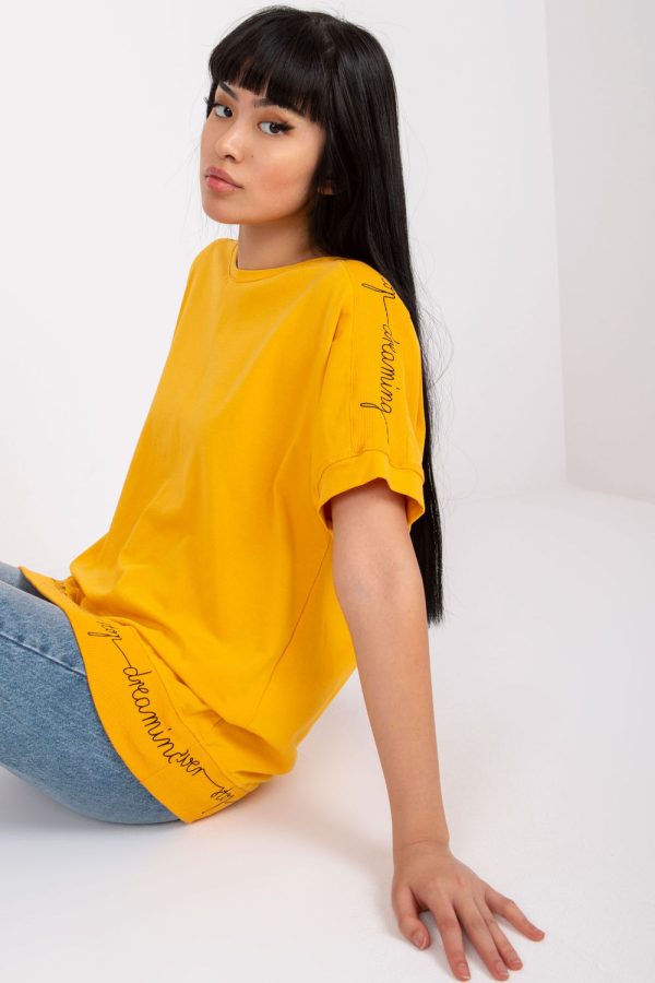Orange Blouse in Women`s Blouses, Tunics with Cotton and Spandex
