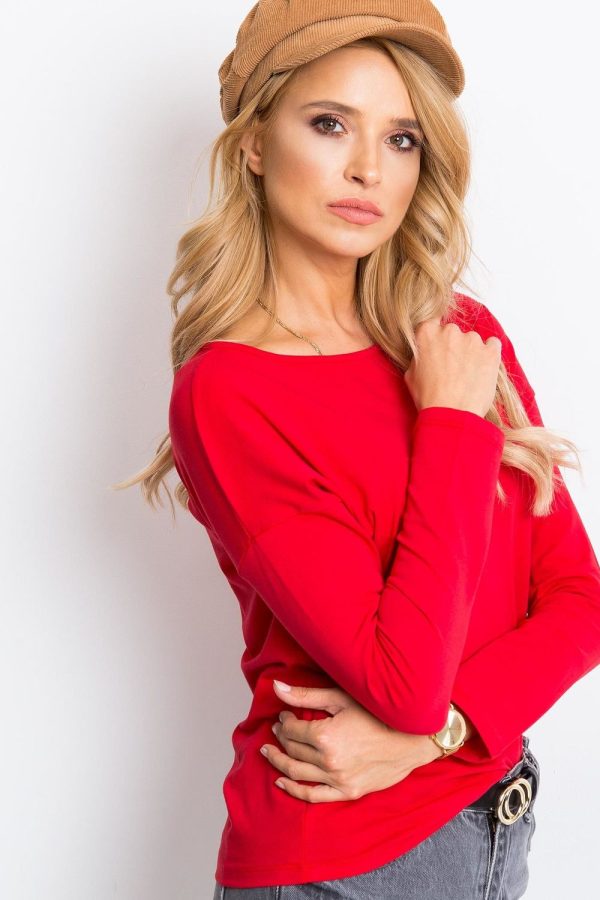 Red Blouse in Women`s Blouses, Tunics with Cotton and Spandex