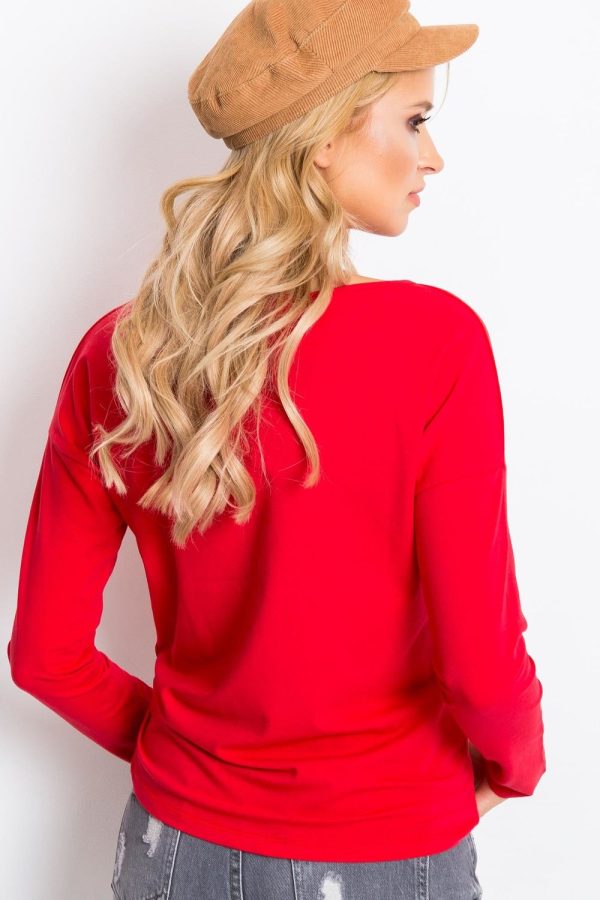 Red Blouse in Women`s Blouses, Tunics with Cotton and Spandex