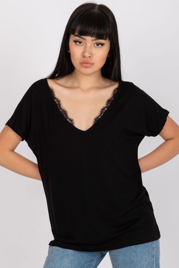 Black T-shirt in Women`s Tops, T-shirts, Singlets with Spandex and Viscose