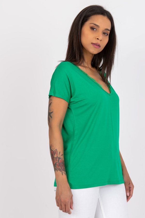 Green T-shirt in Women`s Tops, T-shirts, Singlets with Spandex and Viscose