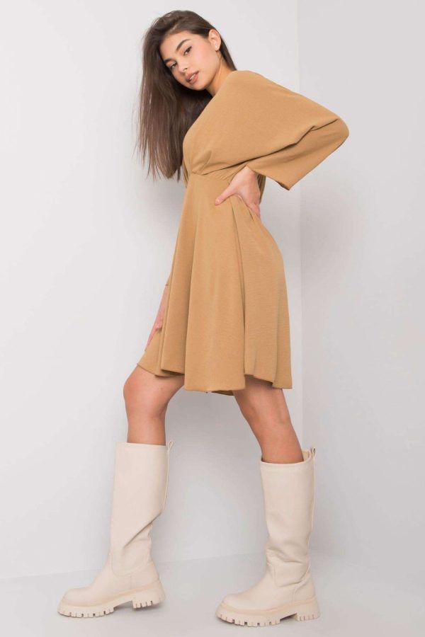 Beige Daydress in Day Dresses with Spandex and Polyester