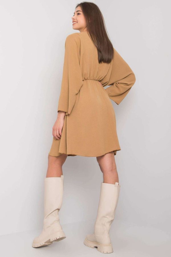 Beige Daydress in Day Dresses with Spandex and Polyester