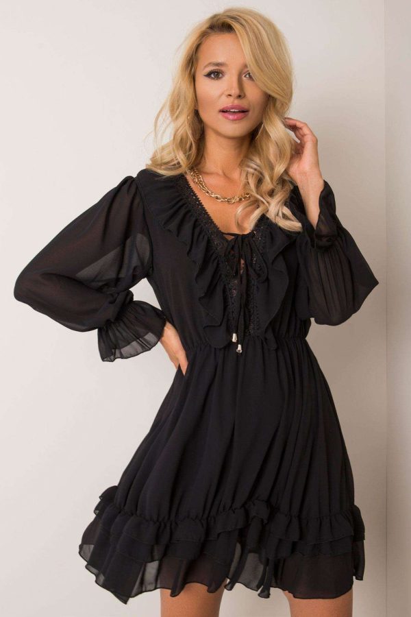 Black Daydress in Day Dresses with Polyester and Viscose