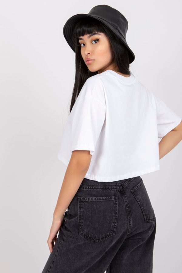White T-shirt in Women`s Tops, T-shirts, Singlets with Cotton and Spandex