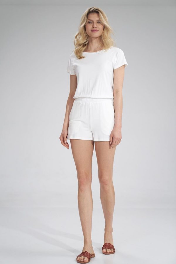 White Suit in Playsuits For Women with Spandex and Viscose