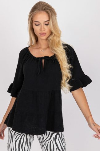 Black Blouse in Women`s Blouses, Tunics with Cotton