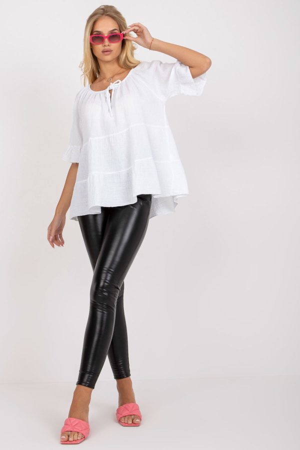 White Blouse in Women`s Blouses, Tunics with Cotton