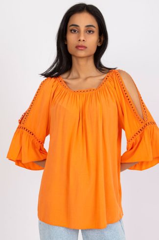 Orange Blouse in Women`s Blouses, Tunics with Viscose