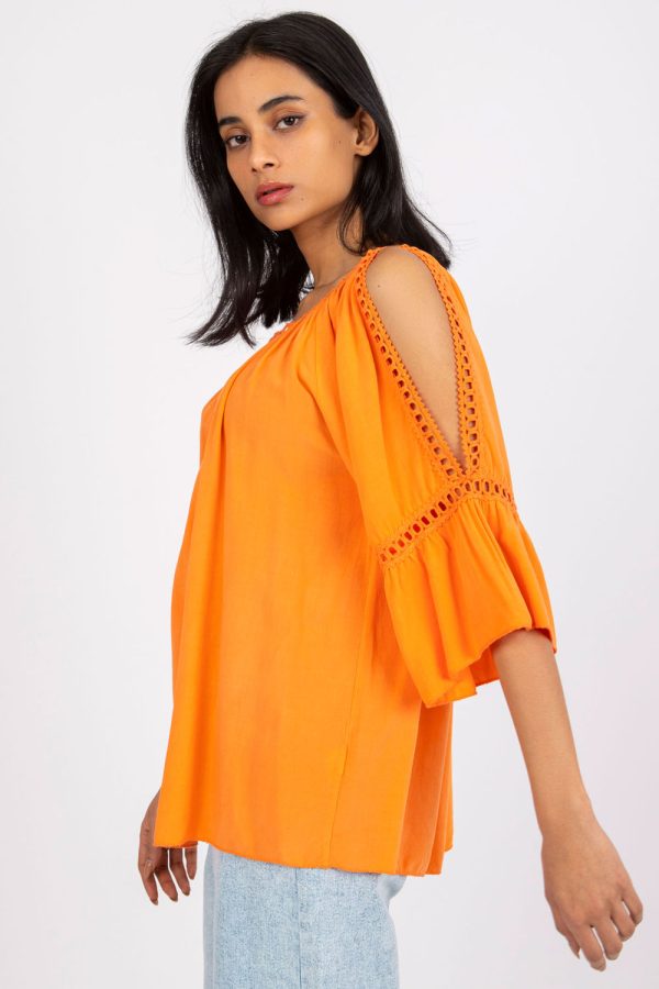Orange Blouse in Women`s Blouses, Tunics with Viscose