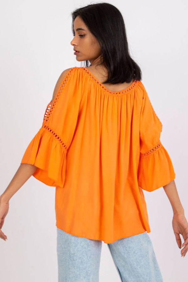 Orange Blouse in Women`s Blouses, Tunics with Viscose