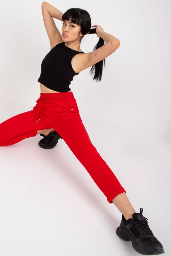 Red Tracksuit Trousers in Women`s Tracksuit Bottoms, Sports Pants with Cotton and Spandex