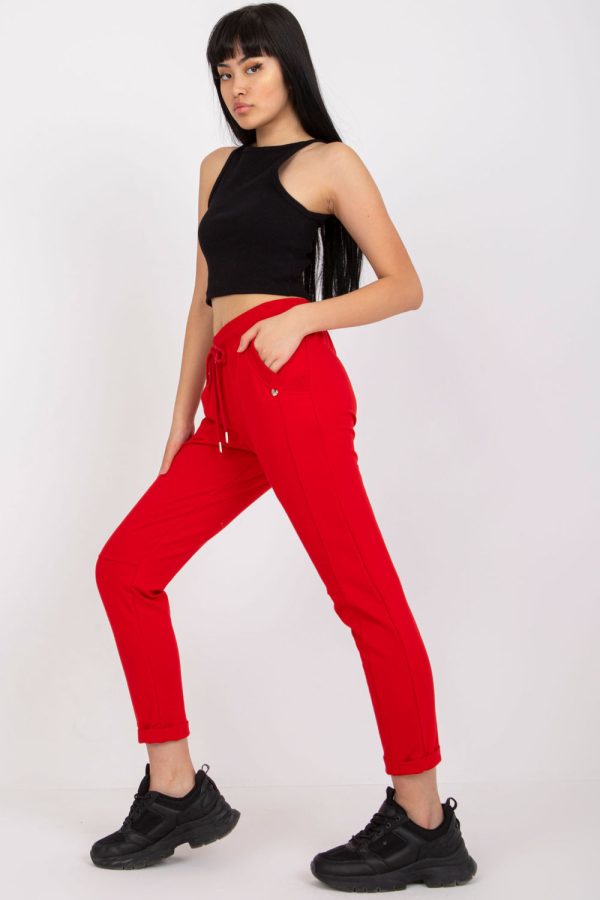 Red Tracksuit Trousers in Women`s Tracksuit Bottoms, Sports Pants with Cotton and Spandex