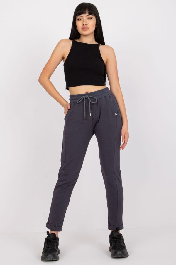 Grey Tracksuit Trousers in Women`s Tracksuit Bottoms, Sports Pants with Cotton and Spandex