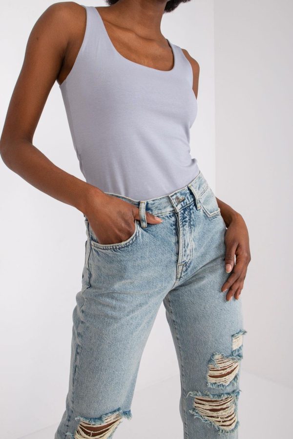 Grey Top in Undershirts / Tops with Cotton and Spandex