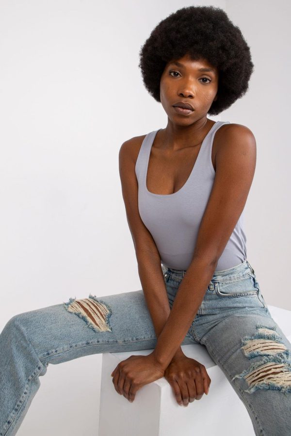 Grey Top in Undershirts / Tops with Cotton and Spandex