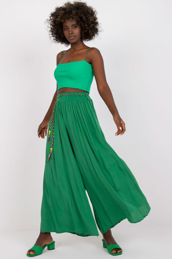 Green Women Trousers in Pants, Trousers, Shorts with Viscose