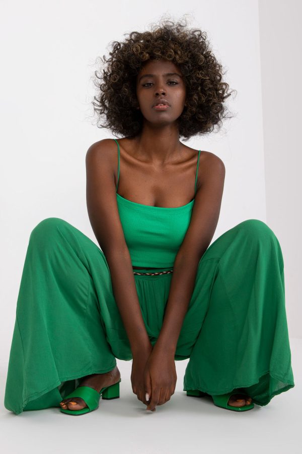 Green Women Trousers in Pants, Trousers, Shorts with Viscose