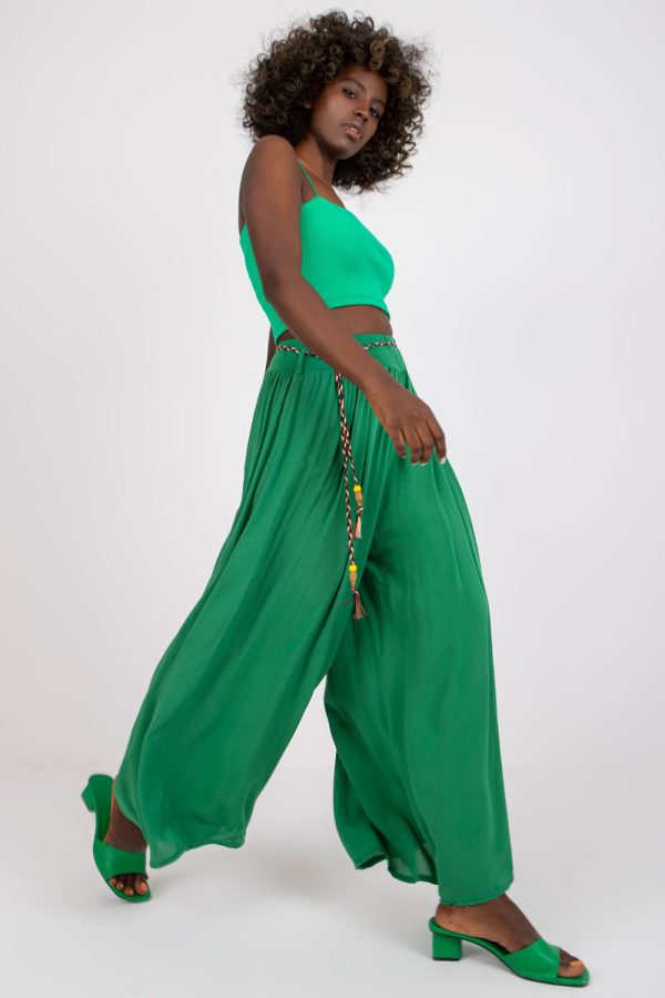 Green Women Trousers in Pants, Trousers, Shorts with Viscose