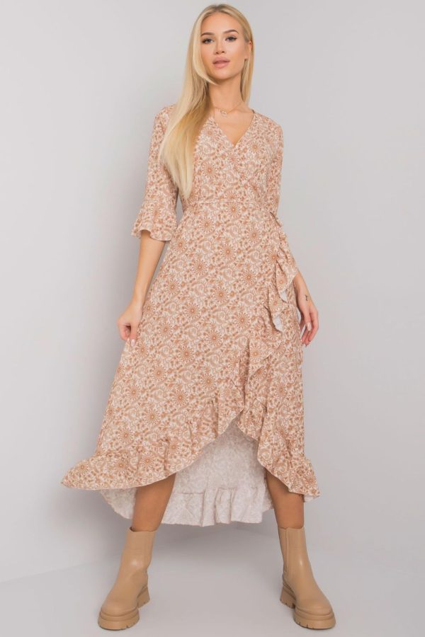 Beige Daydress in Day Dresses with Spandex and Polyester