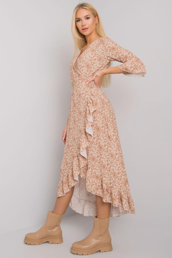 Beige Daydress in Day Dresses with Spandex and Polyester