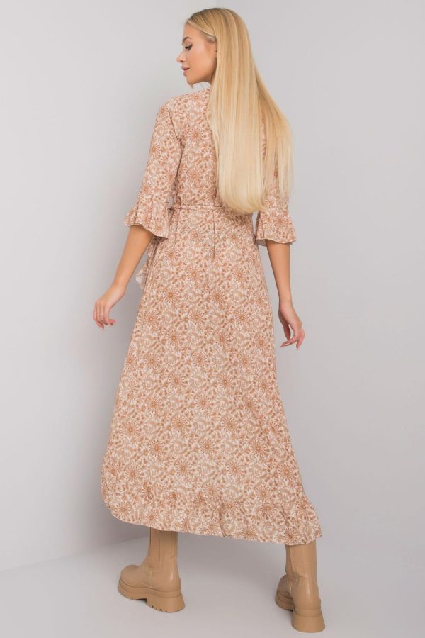 Beige Daydress in Day Dresses with Spandex and Polyester