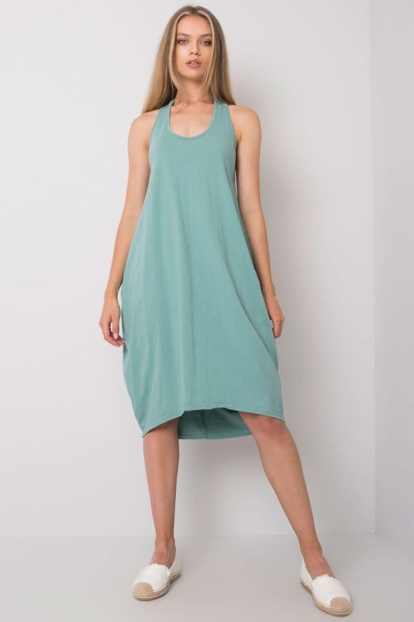 Green Daydress in Day Dresses with Cotton and Spandex