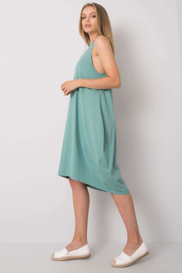 Green Daydress in Day Dresses with Cotton and Spandex