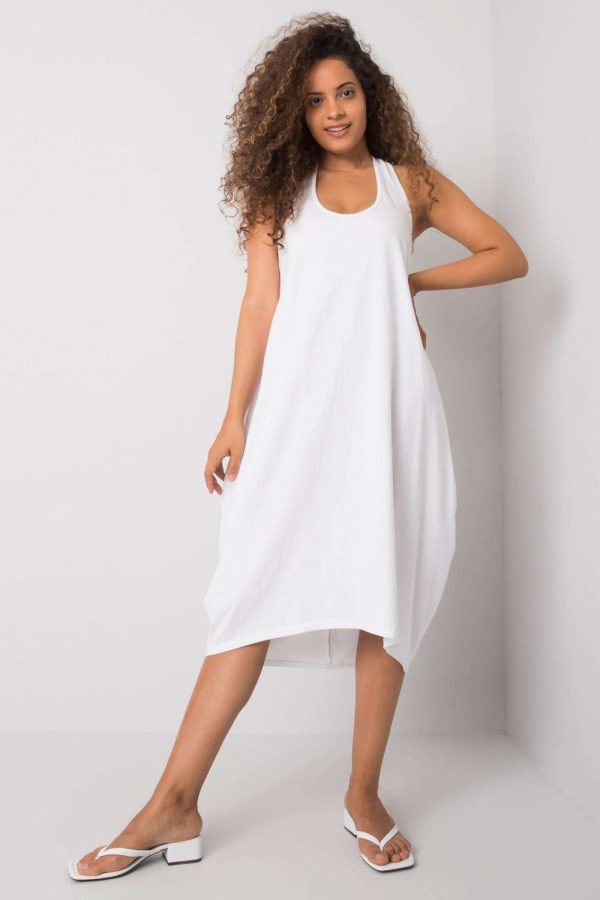 White Daydress in Day Dresses with Cotton and Spandex