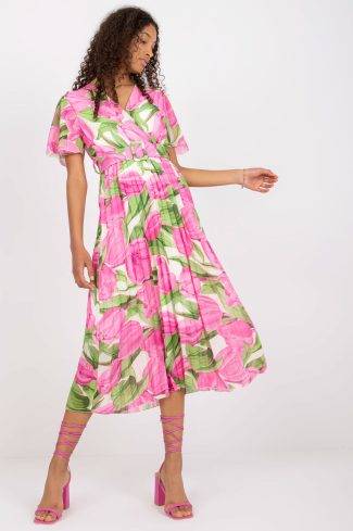 Pink Daydress in Day Dresses with Spandex, Polyester and Viscose