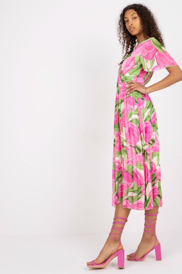 Pink Daydress in Day Dresses with Spandex, Polyester and Viscose