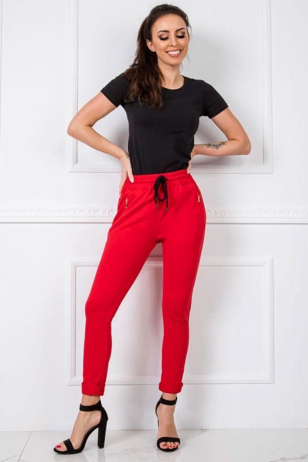 Red Tracksuit Trousers in Cotton and Spandex ..