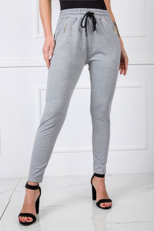 Grey Tracksuit Trousers in Cotton and Spandex ..