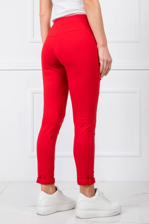 Red Tracksuit Trousers in Cotton and Spandex .