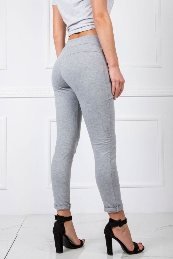 Grey Tracksuit Trousers in Cotton and Spandex .