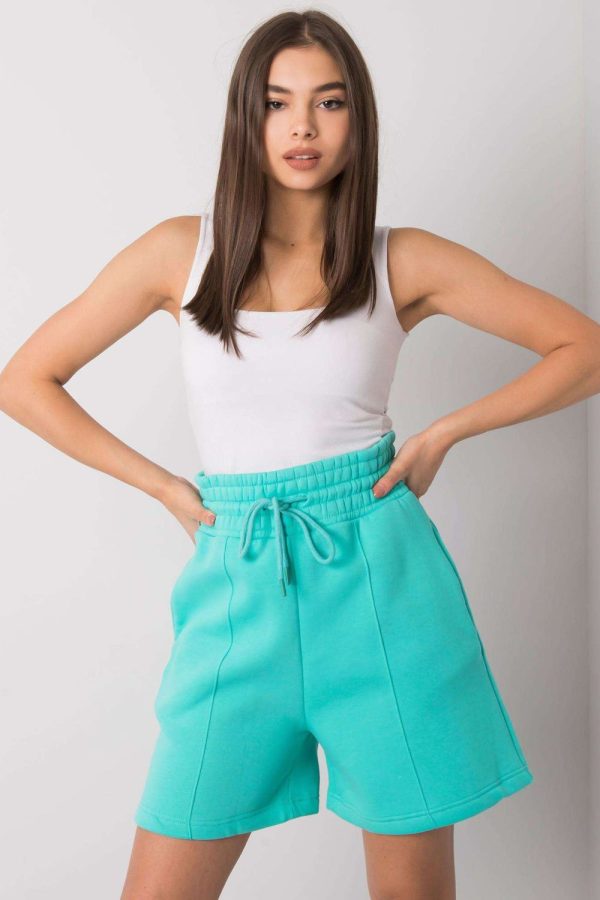 Green Shorts in Cotton and Spandex .