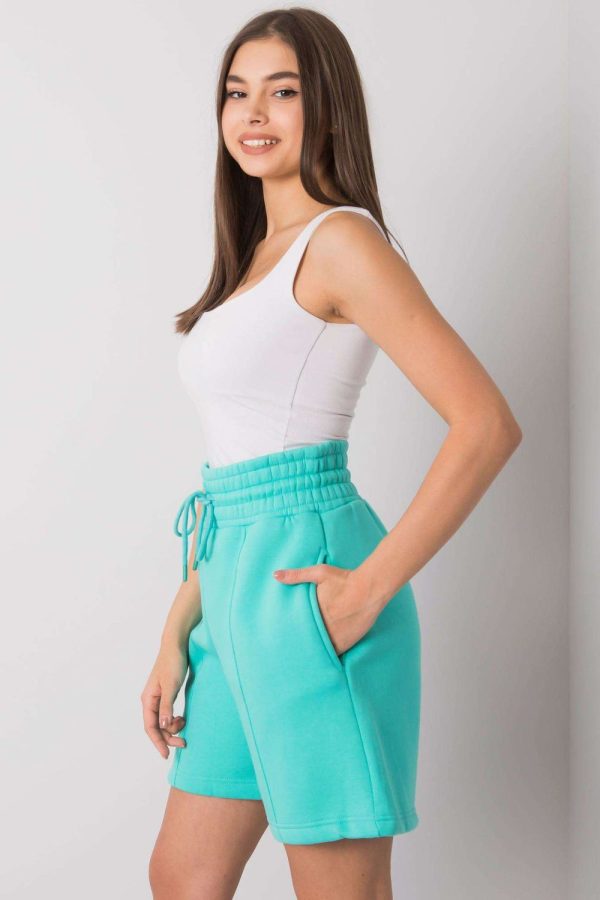 Green Shorts in Cotton and Spandex .