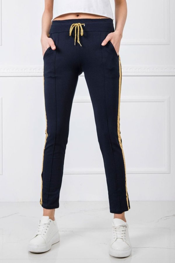 Navy Blue Tracksuit Trousers in Cotton and Spandex ....