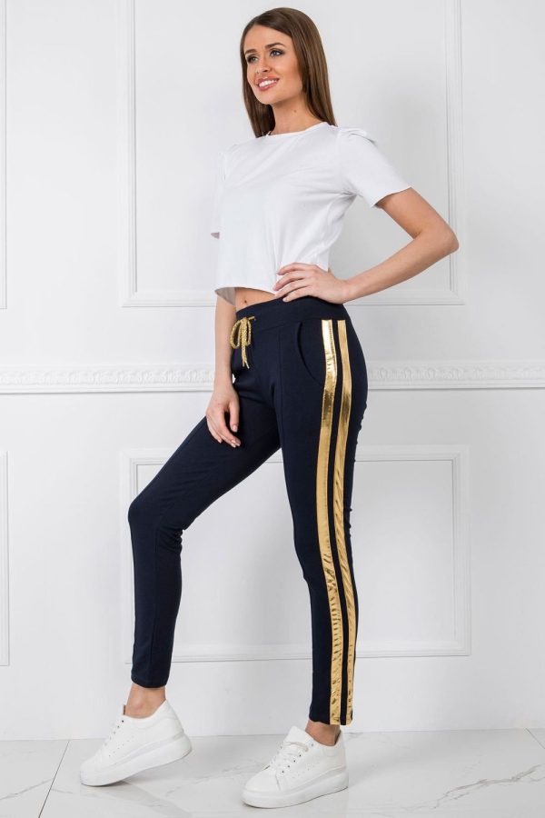 Navy Blue Tracksuit Trousers in Cotton and Spandex ....