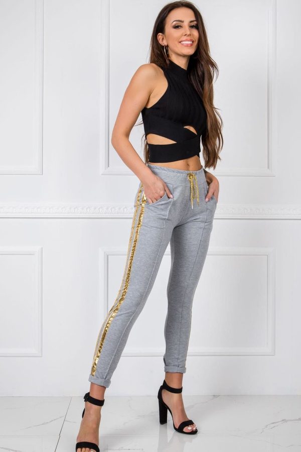 Grey Tracksuit Trousers in Cotton and Spandex ...