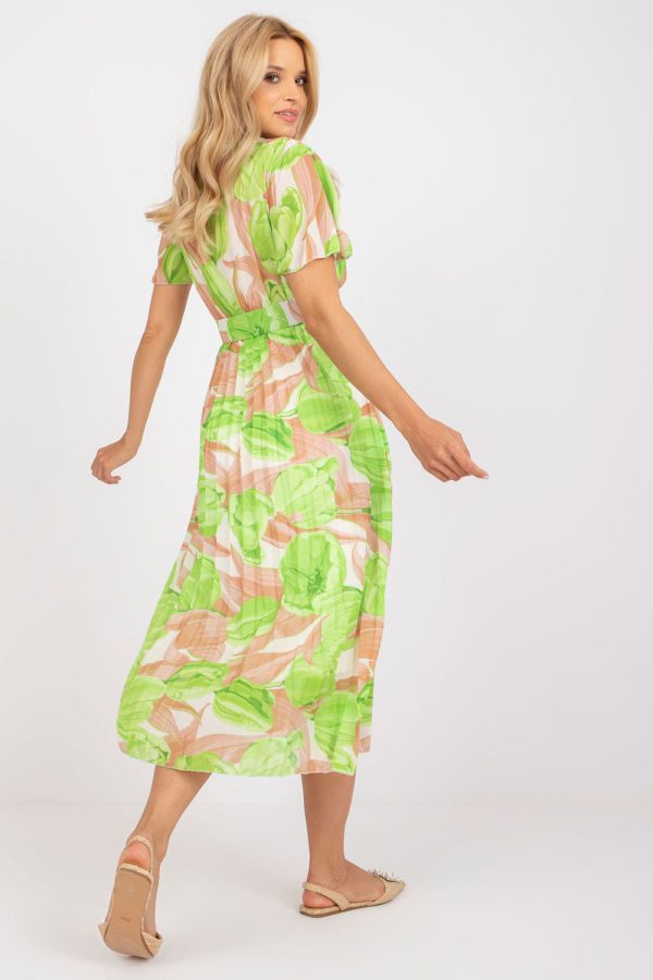 Green Daydress in Day Dresses with Spandex, Polyester and Viscose